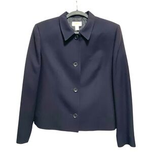 Talbots Navy Blue Button Up Collared Blazer Jacket - Like New - 14P
